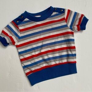 Kids Striped Short Sleeve Top in Blue, Red & Gray